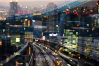 Çift pozlama hareket hareketli bokeh şehir şehir ışık, soyut arka plan bulanık