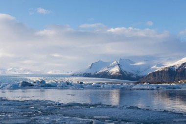 Güzel kış sezon doğal peyzaj İzlanda, Jokulsarlon lagoon '