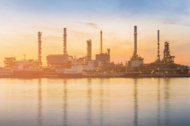 Santral fabrika nehir açık günbatımı sesi, endüstriyel arka plan