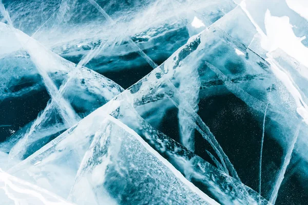 Baikal Agua Congelada Lago Grieta Superficie Del Suelo Fondo Textura — Foto de Stock