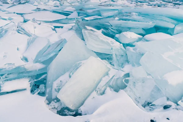 Full Cracks Freezing Water Serface Baikal Russia Winter Season Natural — Stock Photo, Image
