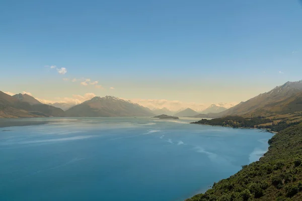 Lago Wanaka Color Azul Vista Alta Fondo Paisaje Natural Nueva —  Fotos de Stock