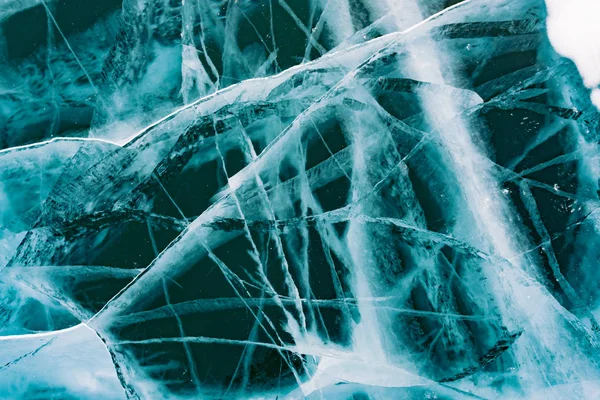 クラック水晶霜水湖背景とテクスチャ 冬のシーズン — ストック写真