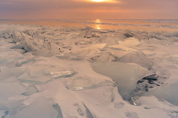 Schöne Riss Eis Wasser See Auf Baikalsee Russland Wintersaison Natürliche — Stockfoto