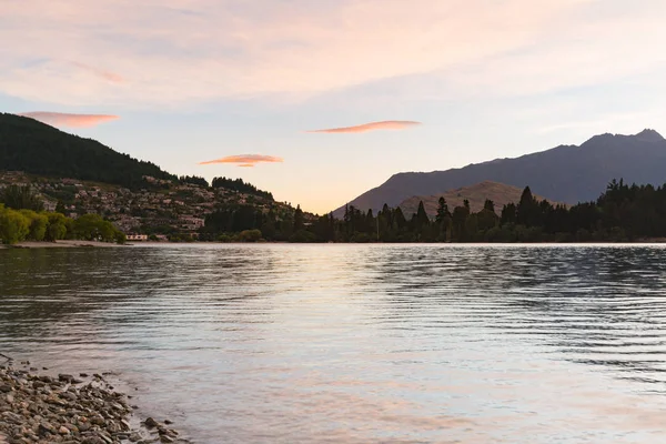 Lago Agua Wakatipu Queentown Nueva Zelanda Paisaje Natural Fondo —  Fotos de Stock