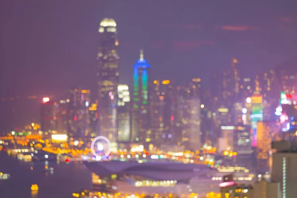 Hong Kong Kalabalık Bulanık Bokeh Hafif Ticari Şehir Merkezinde Arka — Stok fotoğraf