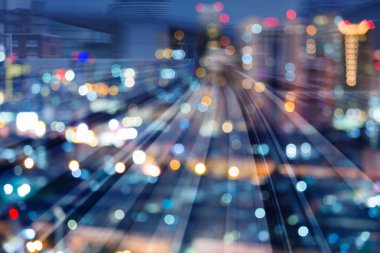 Bokeh ışık şehir şehir çift pozlama tren arka plan hareketli şehir bulanık