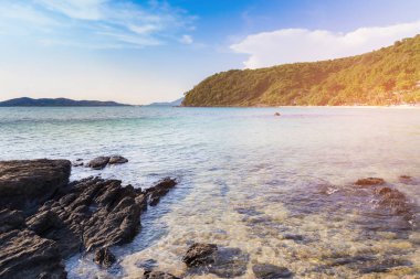 Plaj sahil ve rock doğal manzara arka plan, doğal peyzaj 