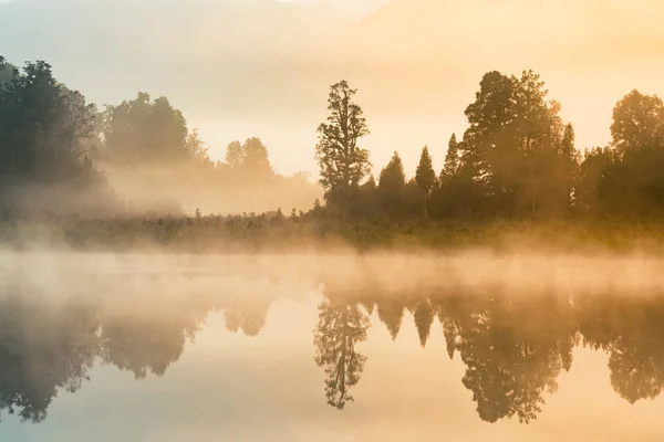 Matheson Reflection Water Lake Morning Tone New Zealand Natural Landscape — Stock Photo, Image