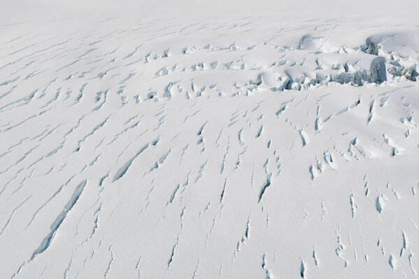 Snow white ground over fox glacier, natural winter season background