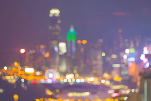 Hong Kong Rozmazané Bokeh Světla Soumraku Abstraktní Pozadí — Stock fotografie