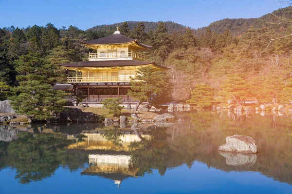 Gouden Kinkakuji Paviljoen Kasteel Met Reflectie Japan Historisch Monument — Stockfoto