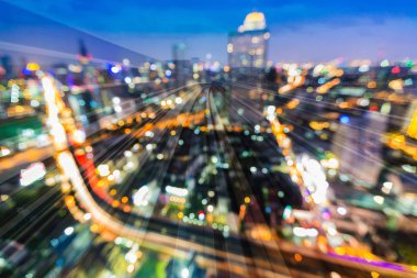 Gece bulanıklık hafif ticari şehir çift pozlama tren hareket, arka plan takip