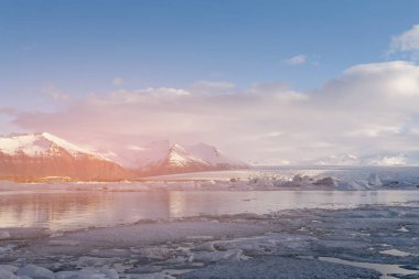 İzlanda kış sezon buz buzul doğal manzara arka plan