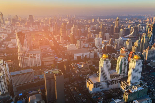 Aerial view Business downtown skyline sunset tone, Bangkok cityscape Thailand