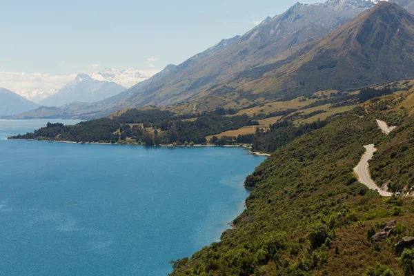 Lago Natural Nueva Zelanda Wakatipu Con Fondo Montañoso Isla Sur —  Fotos de Stock
