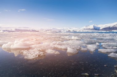 Jokulsarlon kış lagün kış sezonu, doğal peyzaj arka plan