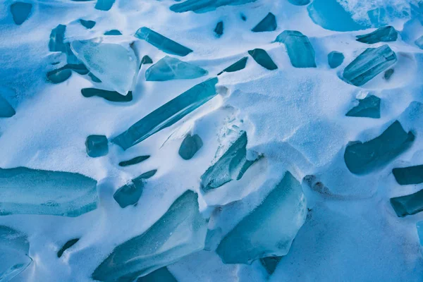 Ice Breaking Snow Background Texture Baikal Russia Winter Season — Stock Photo, Image