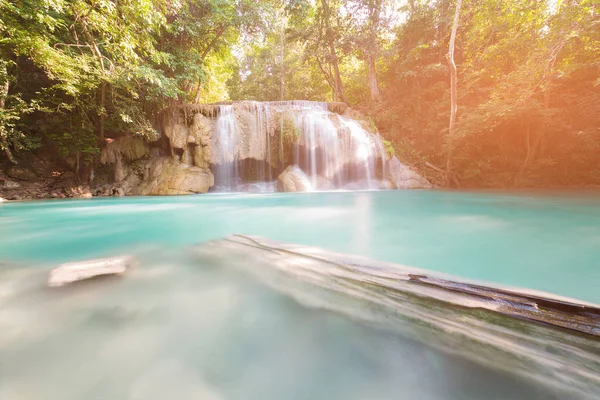 Natural Deep Forest Waterfall Natural Landscape Background — Stock Photo, Image