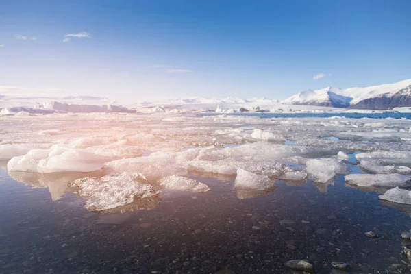 Jokulsarlon Lagoon Zimní Zimní Sezóně Přírodní Krajinné Pozadí — Stock fotografie