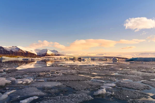 Inverno Congelamento Geleira Lago Islândia Inverno Temporada Paisagem Natural Fundo — Fotografia de Stock