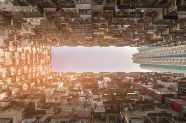 Residence daire, cityscape downtown arka plan Hong Kong kalabalık