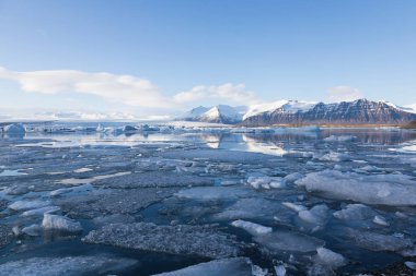 İzlanda Jokulsarlon kış sezon lagün doğal manzara arka plan