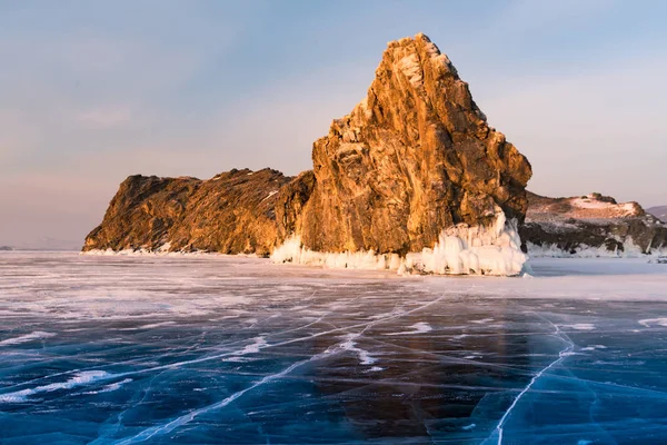 Bajkał Zamrożone Wody Jeziora Siberia Rosja Zima Sezon Naturalny Krajobraz — Zdjęcie stockowe