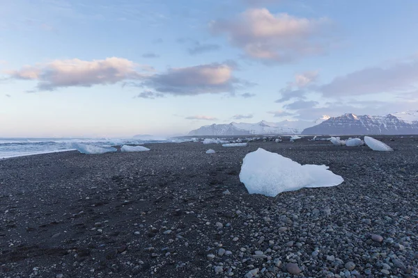 Spiaggia Diamanti Ghiacciaio Jokulsalon Islanda Stagione Invernale Paesaggio Naturale Sfondo — Foto Stock