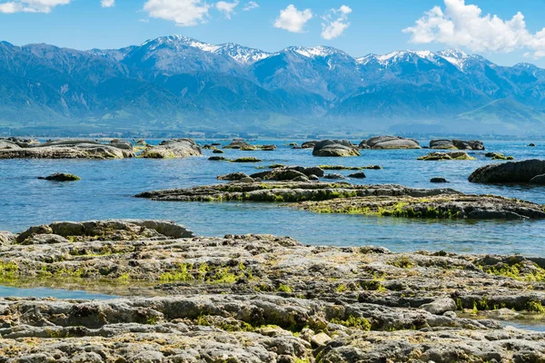 Nya Zeeland Naturliga Strand Och Berg Landskap Bakgrund Sydön — Stockfoto