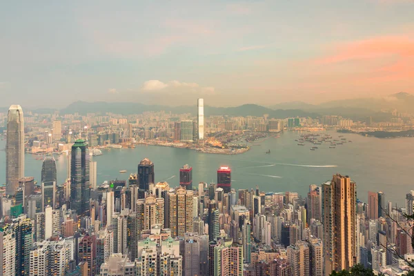 Hong Kong Kancelářské Budovy Centra Města Victoria Bay Letecký Pohled — Stock fotografie