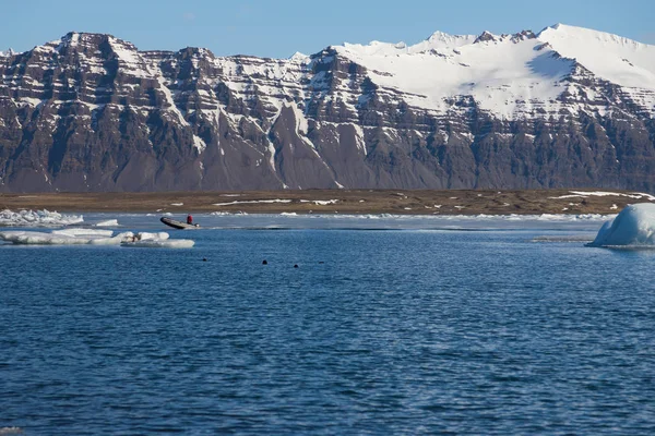 Černá Sopka Hora Nad Jokulsarlon Ledovec Zimní Roční Období Přírodní — Stock fotografie