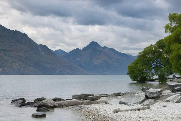 Λίμνη Wakatipu Στο Παρασκήνιο Φυσικό Τοπίο Κουίνσταουν Νότιο Νησί Νέα — Φωτογραφία Αρχείου