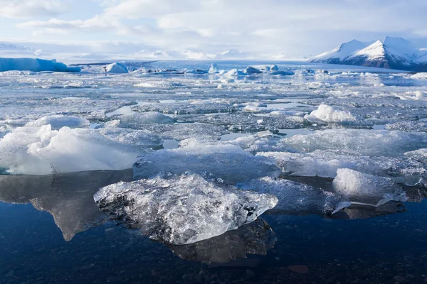 Πάγο Στον Παγετώνα Γιόκουλσάρλον Ισλανδία Χειμερινή Σεζόν Φυσικό Τοπίο Φόντου — Φωτογραφία Αρχείου