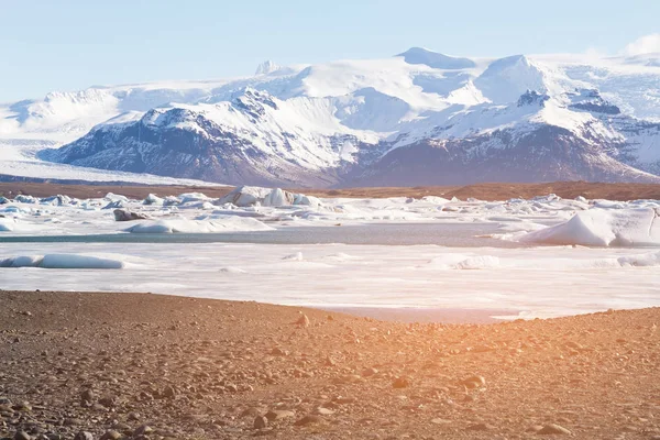 冰岛冬季 Jokulsarlon 自然景观背景 — 图库照片