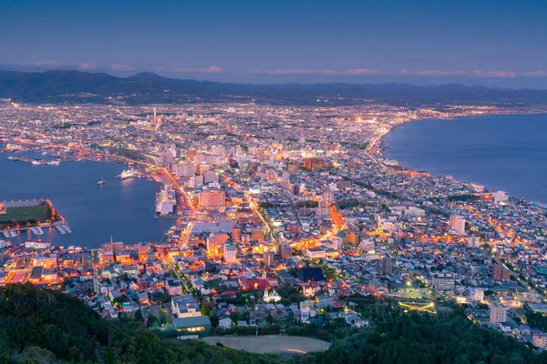 Nocne Życie Miasta Hakodate Punkt Widokowy Góry Japonia Tło Krajobraz — Zdjęcie stockowe