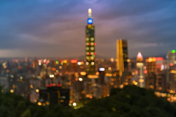Blur Boken Světlo Taipei City Centrální Podnikání Centru Města Abstraktní — Stock fotografie