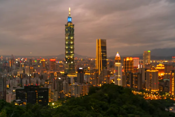 Şehir Merkezinde Gece Bulanıklığı Taipei Merkez Işi Soyut Arka Plan — Stok fotoğraf