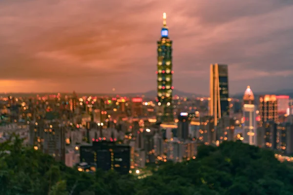 Şehir Merkezindeki Güzel Bulanık Işık Taipei Şehri Soyut Arkaplan — Stok fotoğraf