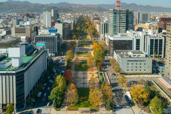 Odori Park Sapparo City Business Centrum Hokkaido Japan Stadsbild Bakgrund Stockbild