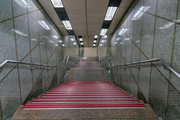 Marble stair indoor downside, entrance to subway