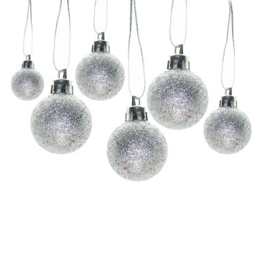 Noel süslemeleri, beyaz sırtında gümüş noel balosu