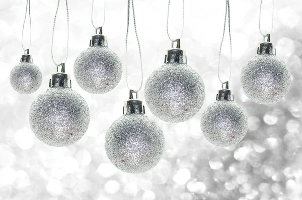 Christmas decorations, silver ball of christmas on bokeh backgro — Stock Photo, Image