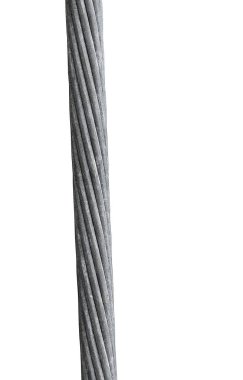 Çelik tel kablo, beyaz arka planda izole edilmiş çelik kablo.