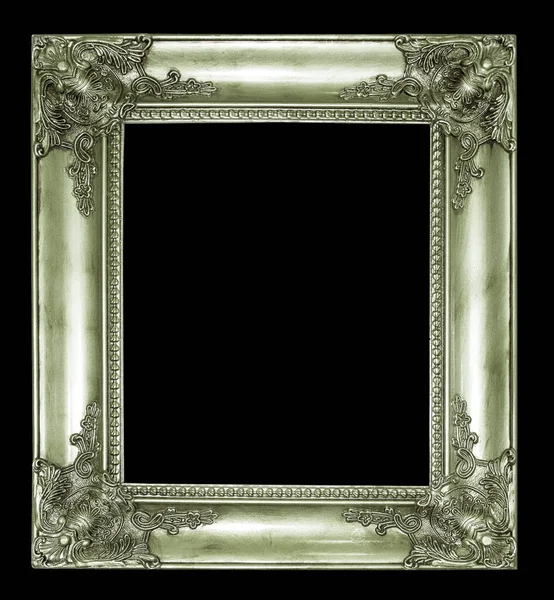 Stříbrný Rám Obrazu Izolované Černém Pozadí — Stock fotografie
