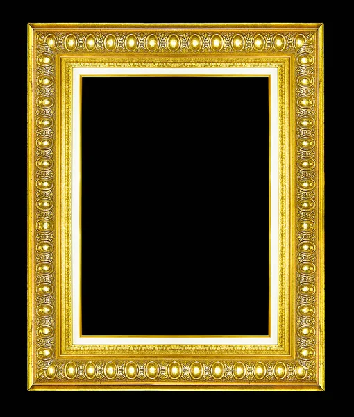 Gold Vintage Picture Photo Frame Isolated Black Background — Stock Photo, Image