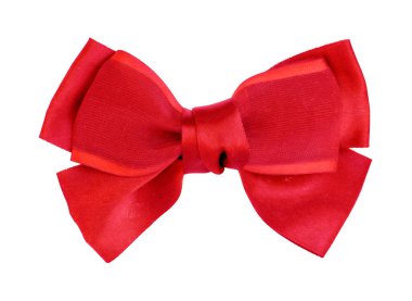 İzole edilmiş beyaz arka planda kırmızı kurdele yayı