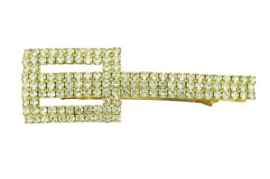 Beyaz arkaplanda elmaslar olan saç tokası.