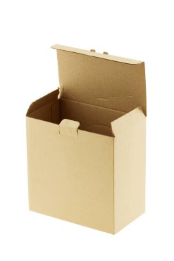 kahverengi karton kutu beyaz arkaplanda izole edilmiş.