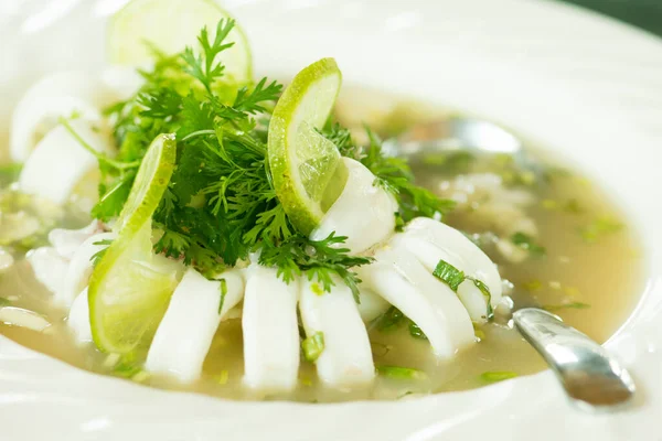 Squid Steamed Lemon Soup White Dish — Stock Photo, Image